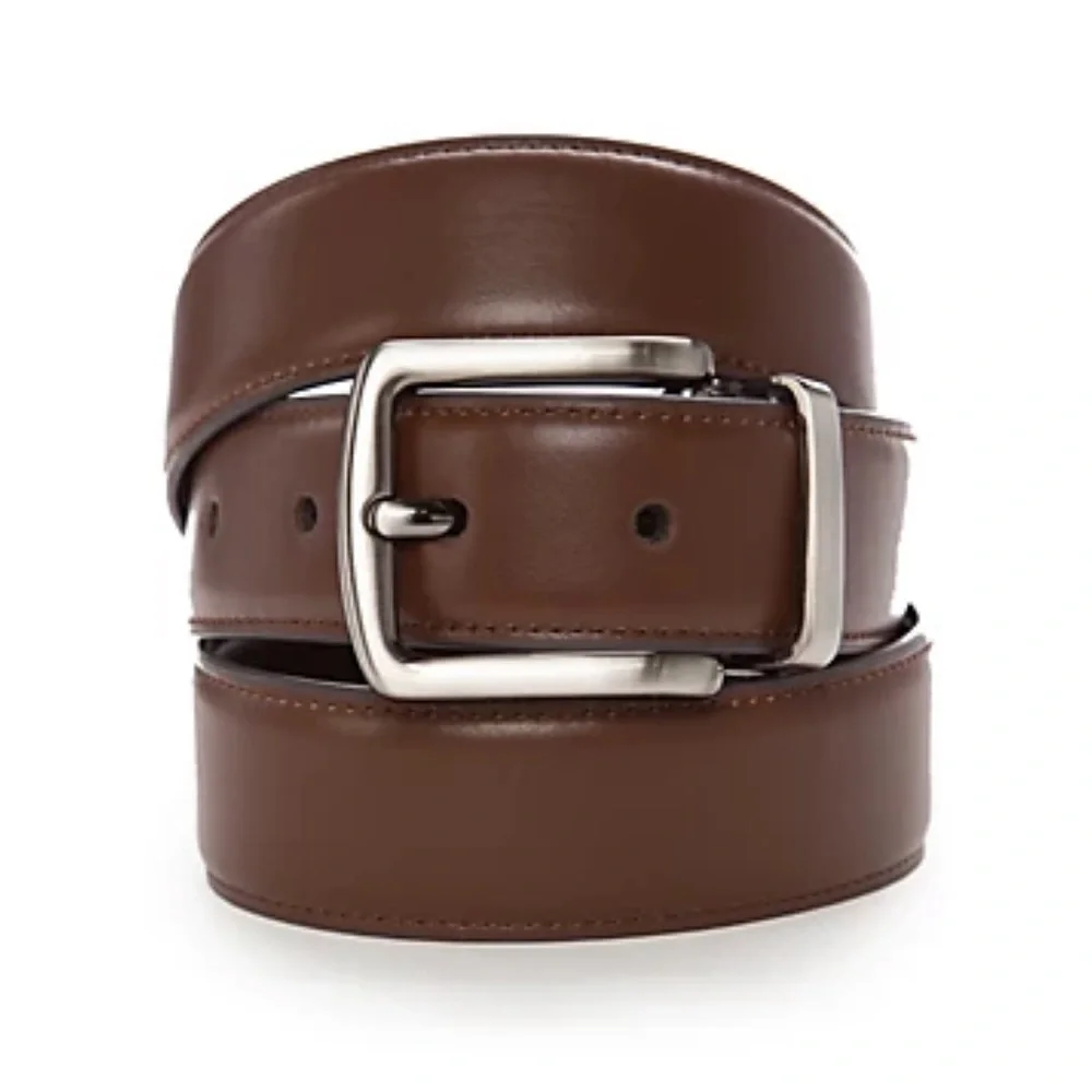 Saddlebred 1.25” Leather Reversible Brushed Nickle Belt Black Brown 42w $34 lcsr